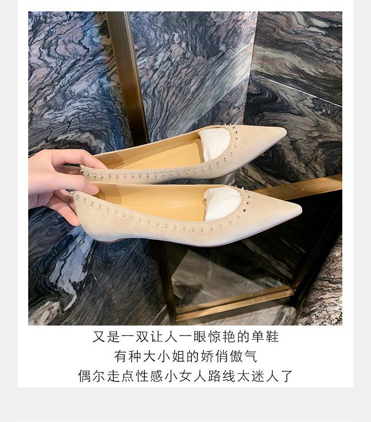 

Sheepskin version of fairy wind rivets pointed leather single shoes female Mary Jane shoes flat commuter ladyshoes gentle evening shoes 40