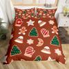 Gingerbread Man Xmas Theme Duvet Cover Christmas Comforter Cover Cartoon Snowman Christmas Tree Bedding Set Pink Quilt Cover