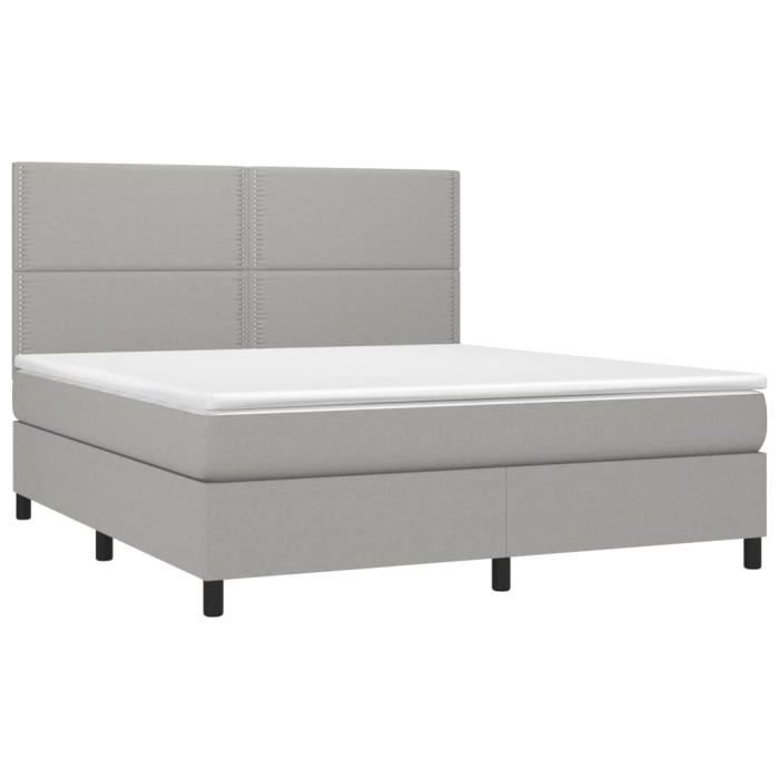 3141713 vidaXL Lit à sommier tapissier avec matelas Gris clair 180x200cm Tissu