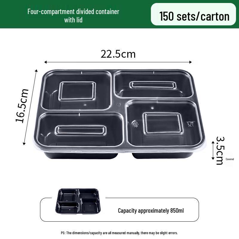 Miaojiayi Disposable 4-Compartment Takeout Containers