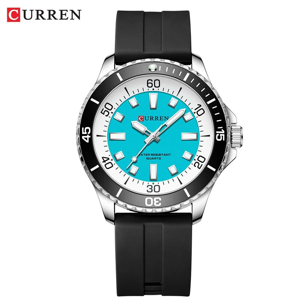 CURREN Sport Men Watch Top Brand Luxury Military Army Waterproof Male Clock Orange Silicone Quartz Original Man Wristwatch 8448