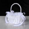 Elegant Crystal Pearls Tassels Basket For Wedding Party Decorations Handcrafted Floral Container With Silk Fabric