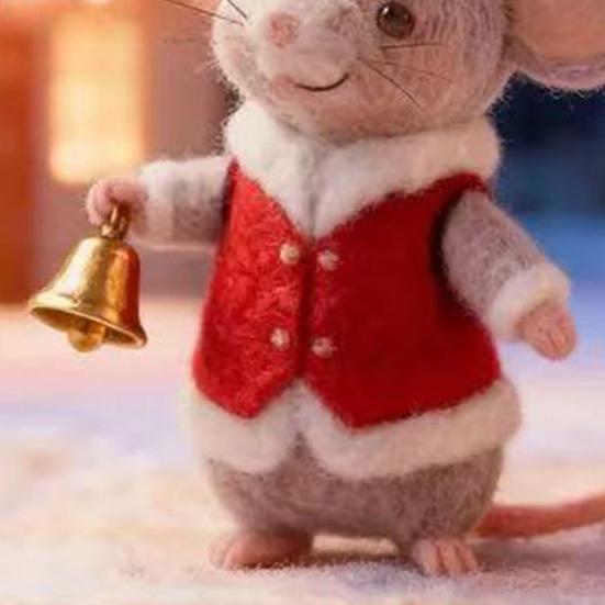 Håndlaget Filt Julemus Figur Nisselue Mus Ornament Simulering Rotte Statue Dyreskulptur Hjem Kontor Skrivebordsdekorasjon
