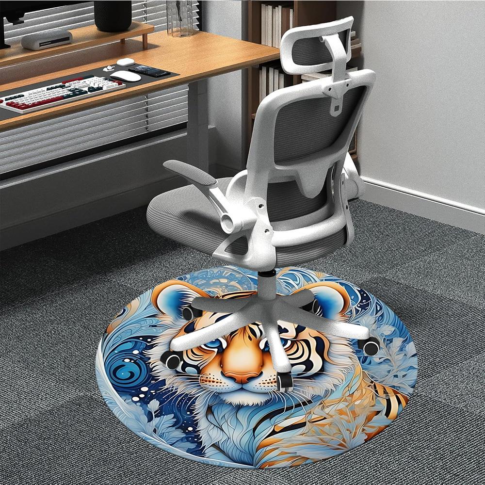 

1pc Tiger Print Chair Carpet for Office Non-Slip, Machine Washable Rug for Office - Holiday DecorMachine Made yy251029084 80cm by 80cm