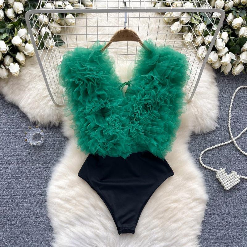 

YYFS Women s Fashion Casual Summer Spring Sleeveless V-Neck Bodysuits M зелений