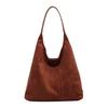 Suede Shoulder Bag Retro Design Large Capacity Crossbody Handbag Adjustable Strap Large Capacity Casual