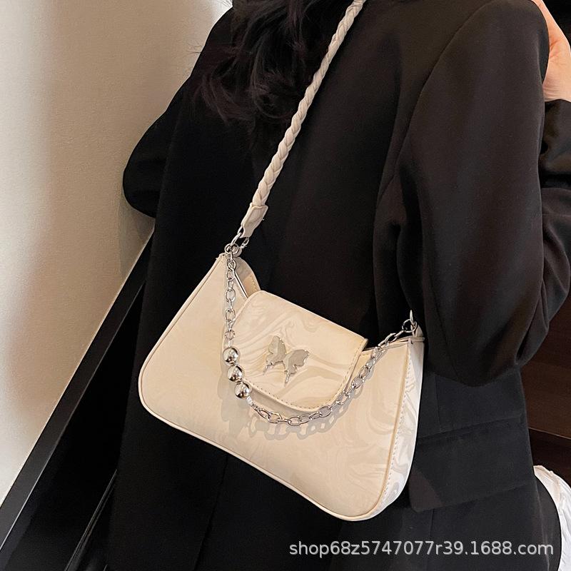 Fashion Chain Bag Women's 2025 New Korean Version Niche Design Commuter Bag Fashion Texture Butterfly Underarm Women's Bag