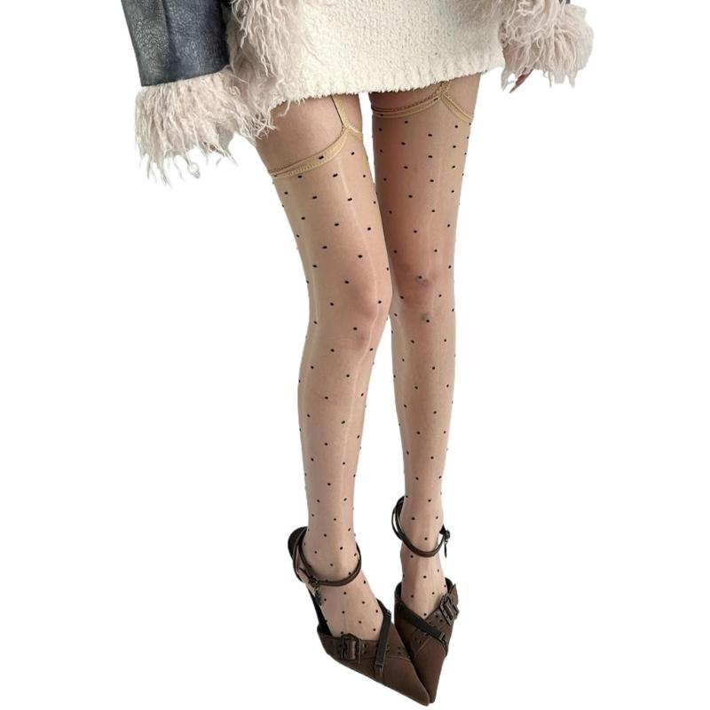 Thigh High Garter Stockings Glossy Sheer Control Top Tights for Women Garter Belt Tights Suspender Pantyhose Streetwears