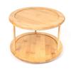Bamboo 2-Tier Spice Rack Rotating Kitchen Organizer Storage Seasoning Jars Cans Condiments Easy Assembly Multifunctional
