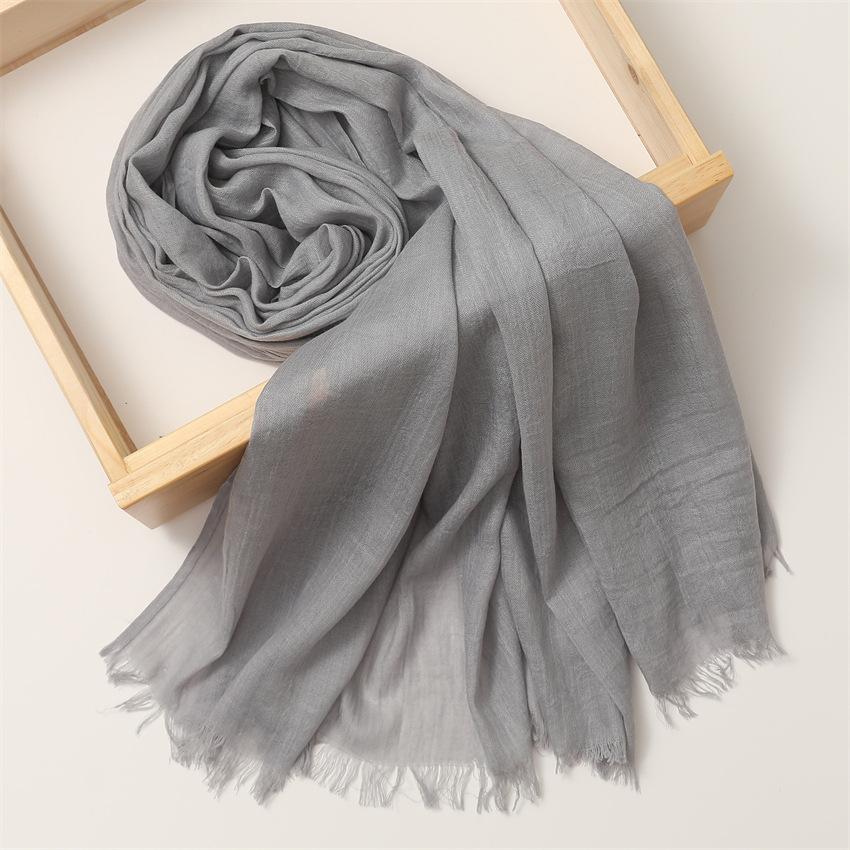 Foreign Trade Silk Scarf Cotton And Linen Headscarf Women'S Spring And Summer Solid Color Japanese And Korean Scarf Sun Protection Warm Shawl Hair