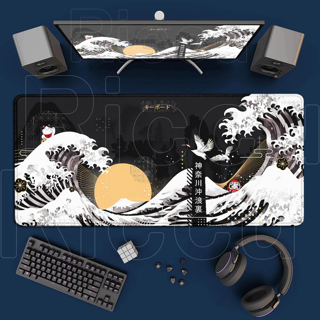 HD-Druck Neues Mauspad Japanische Große Welle vor Kanagawa Kunst-Mauspad XXL Spielmatte Büro Computer Rutschfest Große Mausmatte