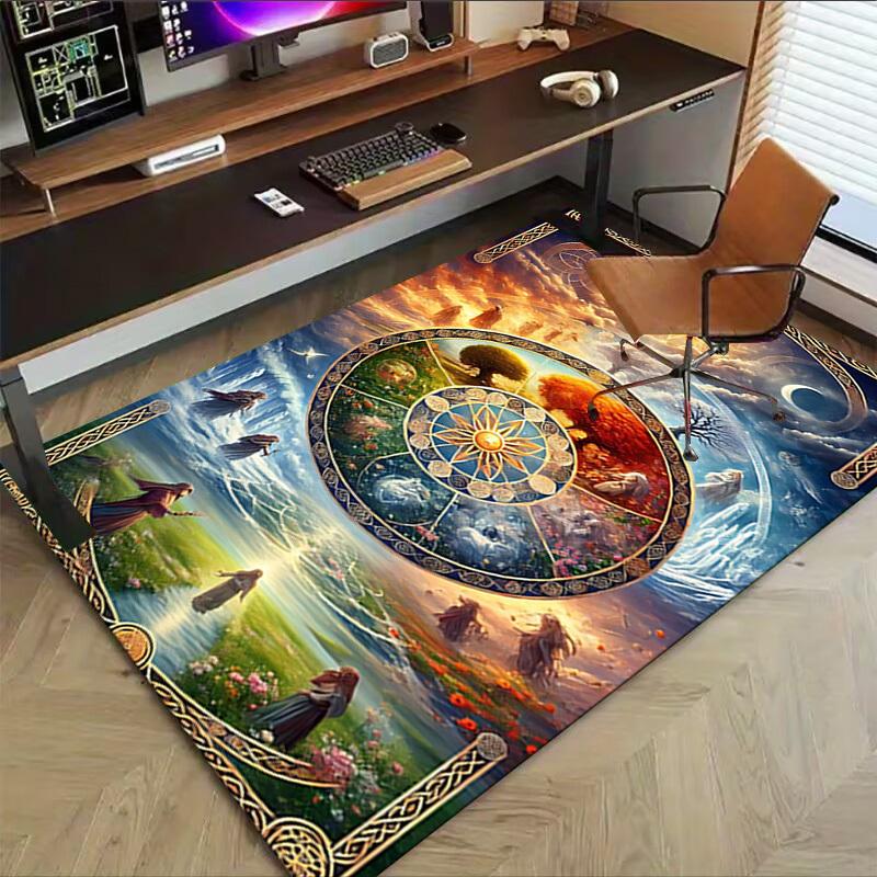 1PC Wheel of the Year Extra Large Non Slip Floor carpet, Office, family, bedroom, Studio Large Area Rug Indoor Rugs, Vibrant Colors