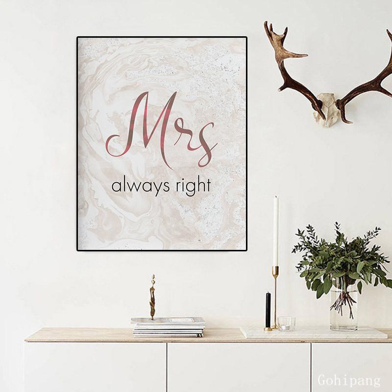 Minimalist Quote Wall Art Mr Rignt Paintings for Interior Canvas Posters and Prints for Living Room Frameless Art Picture Decor No Frame