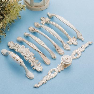 Zinc Alloy Ivory White Cabinet Handles European Style Kitchen Cupboard Door Pulls Drawer Knobs Modern Furniture Hardware