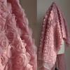 3D Rose Flower Lace Fabric for Wedding Dress and Gown Designer Fabric  DIY Home Textile Cushion Background Decor Cloth