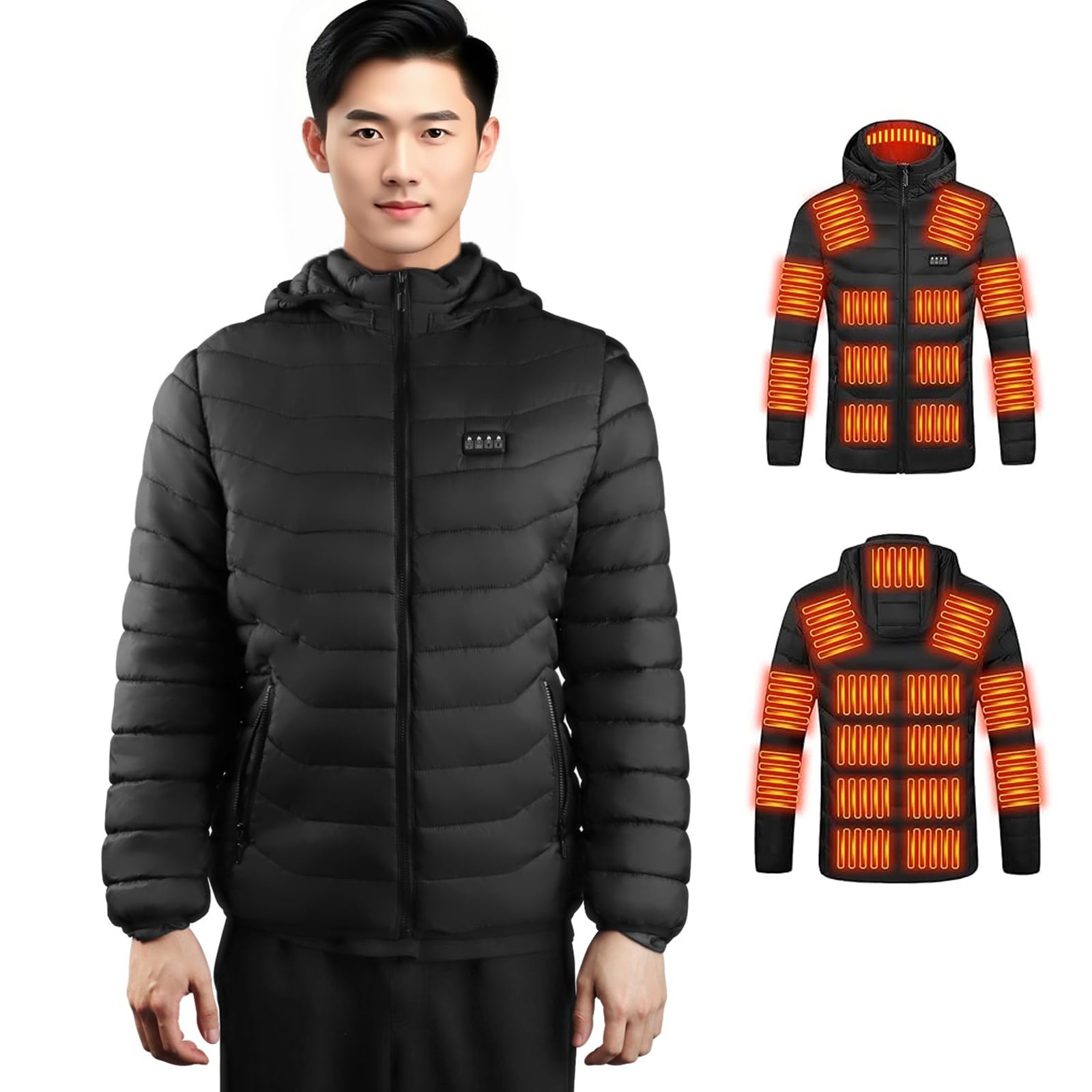 

MYAQH Electric Heated Long 23 Heating Winter 3 Temperature USB Fast with Detachable Perfect for Outdoor and Unisex Jacket, Sleeve, Points, Men s чёрный