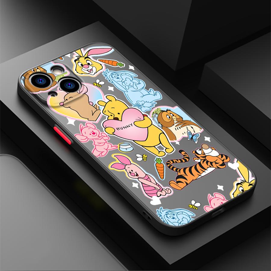 Cartoon Pooh Case for iPhone 17 Pro Max 7 8 SE 15 12 16 Plus Air 17e XS XR 13 Mini 14 11 Back Phone Cover