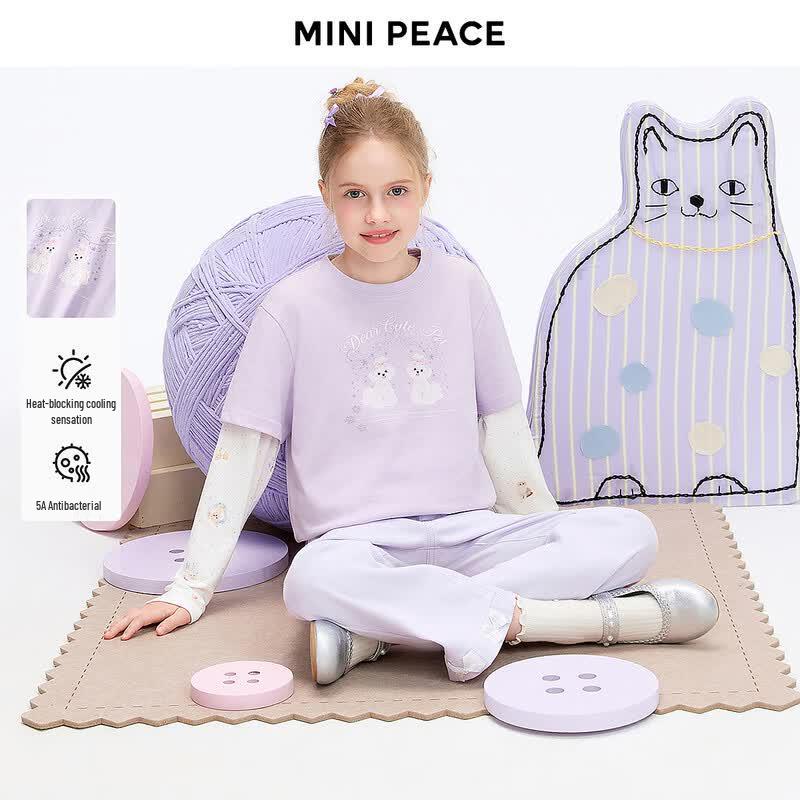 MINIPEACE Girls' Faux 2-Piece Long-Sleeve T-Shirt