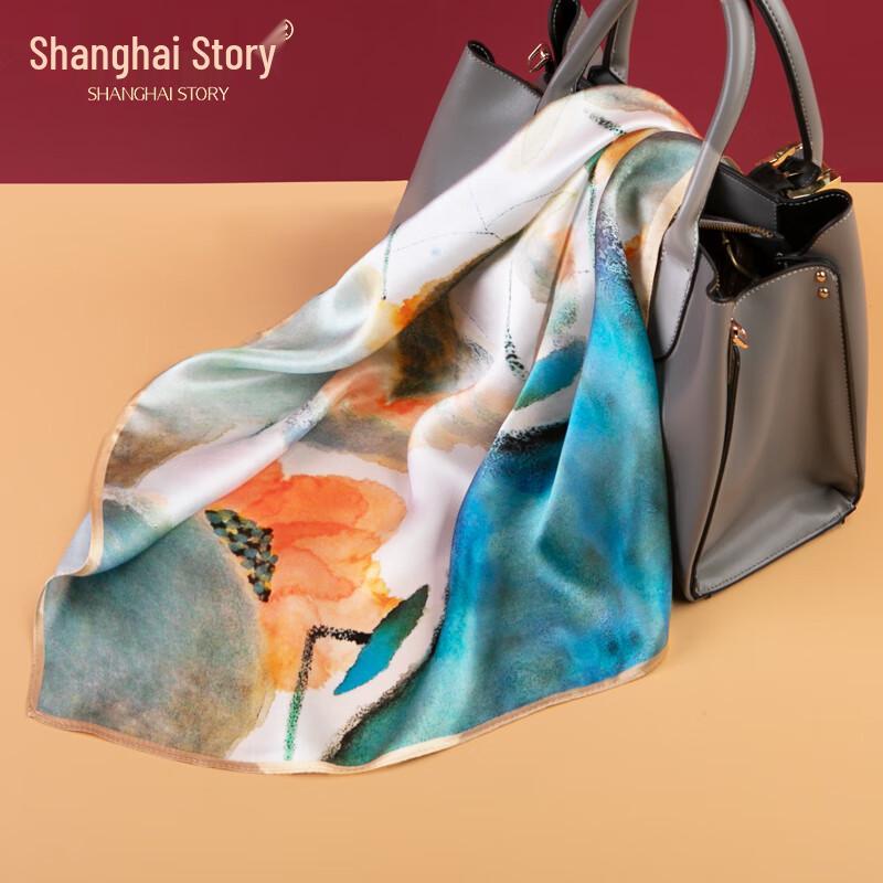 Shanghai Story 100% Mulberry Silk Small Square Scarf Gift Box