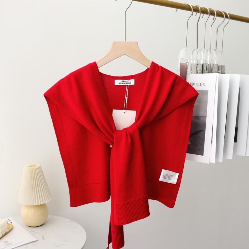 Korean Summer Air Conditioning Fake Collar Neck Guard Scarf Female Knit Thin Autumn Knotted Cape Sunscreen Shawl For Women