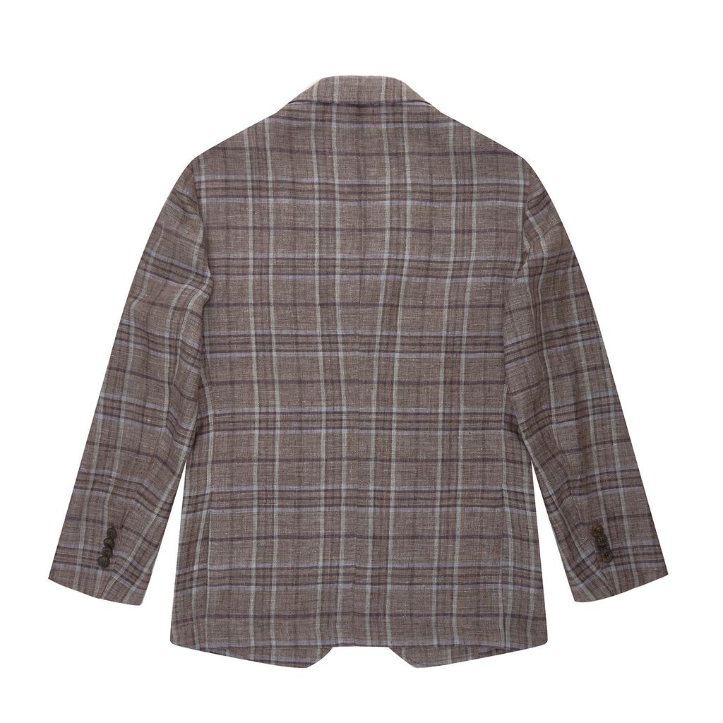 Ferraromilano Men'S Imported Linen Check Jacket Brown (Am0Djk23157)