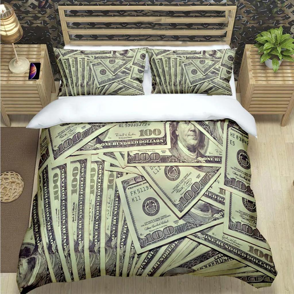Modische 3D Lustige Geld Dollar Druck Bettwäsche Sets Bettwaren Set Bettbezug Bettdecke Set Bettwäsche Set Luxuriöses Geschenk