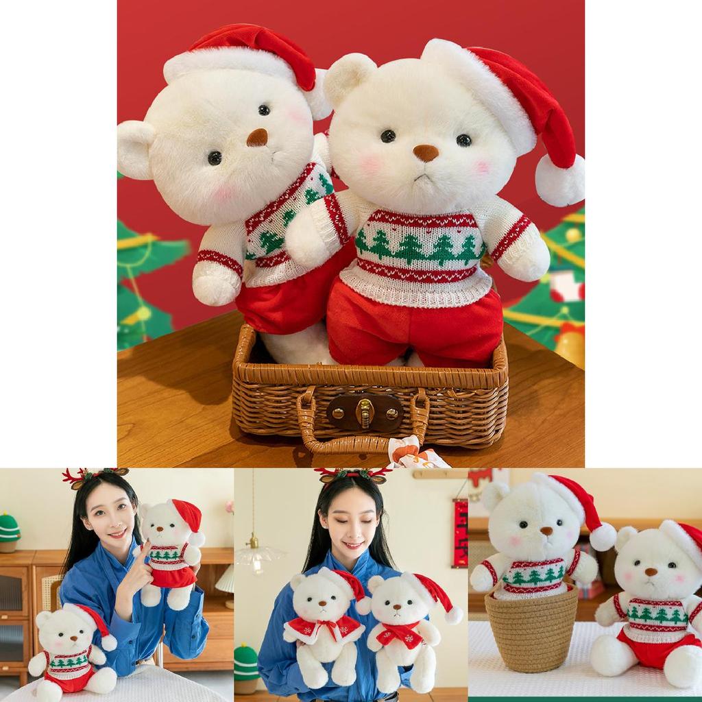 Adorable Christmas Bear Plush Toy Gift Soft Teddy Bear Doll Perfect For Children Sleepovers