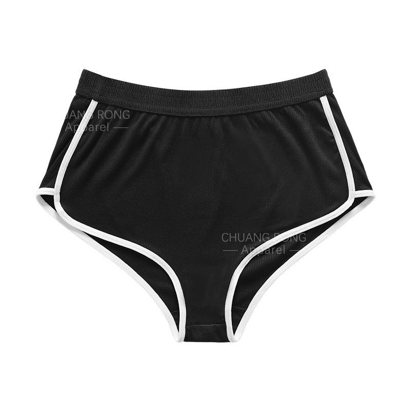 

Foreign trade threaded shorts, underwear for women, contrasting colors, large size, sexy, low waist, no hip clipping, breathable and comfortable boxer XL чорний