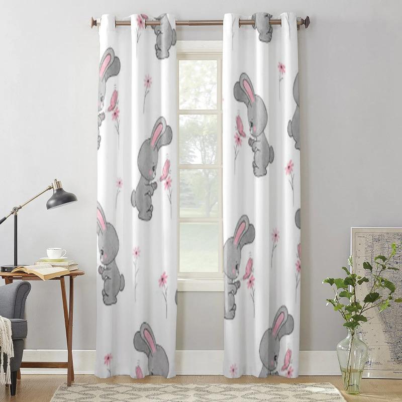 

Modern Window Curtains Cute Bunny Pattern Luxury Fashion Curtains for Living Room Bedroom Kitchen Drapes 135W x 60H(cm) x1