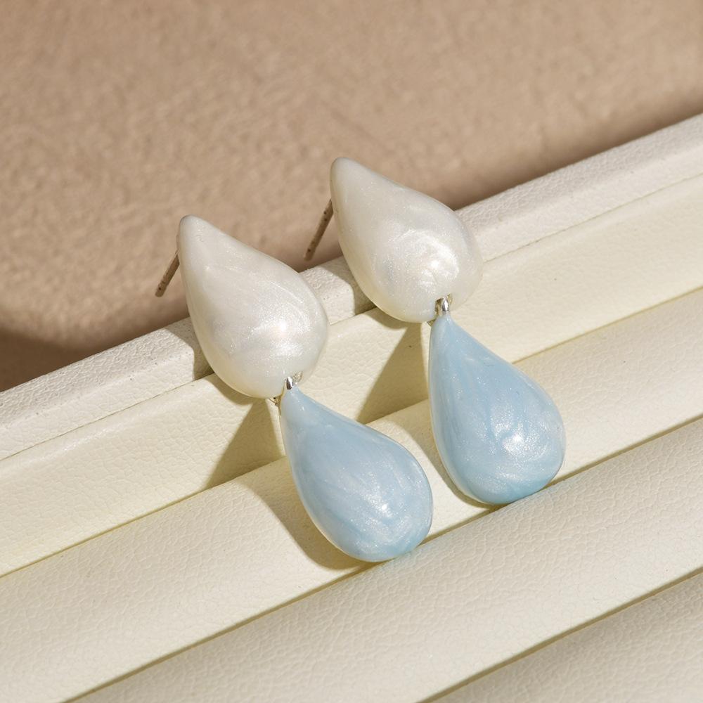 Colorful Teardrop Drop Earrings, Dainty Korean Style Summer Vacation Stud Earrings