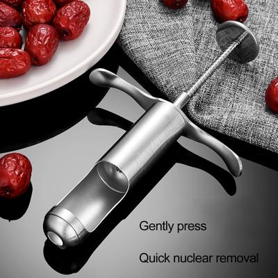 Ze stali nierdzewnej Cherry Pitter Ergnomic bez wysiłku czerwony przyrząd do usuwania rdzenia daty owoce narzędzie do usuwania pestek z oliwek sprzęt kuchenny