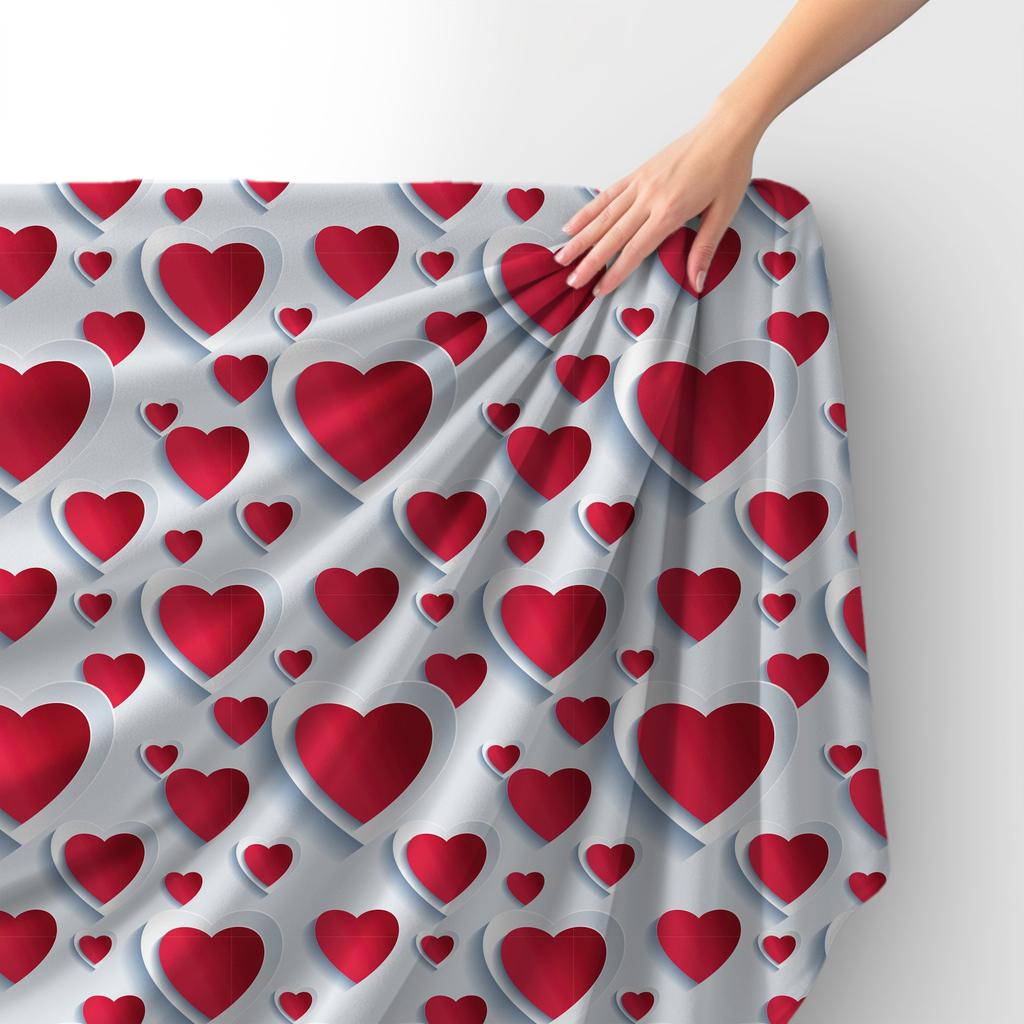 Royal Samt Stoff Polyester Zum Nähen - Motiv 3D-Herzen
