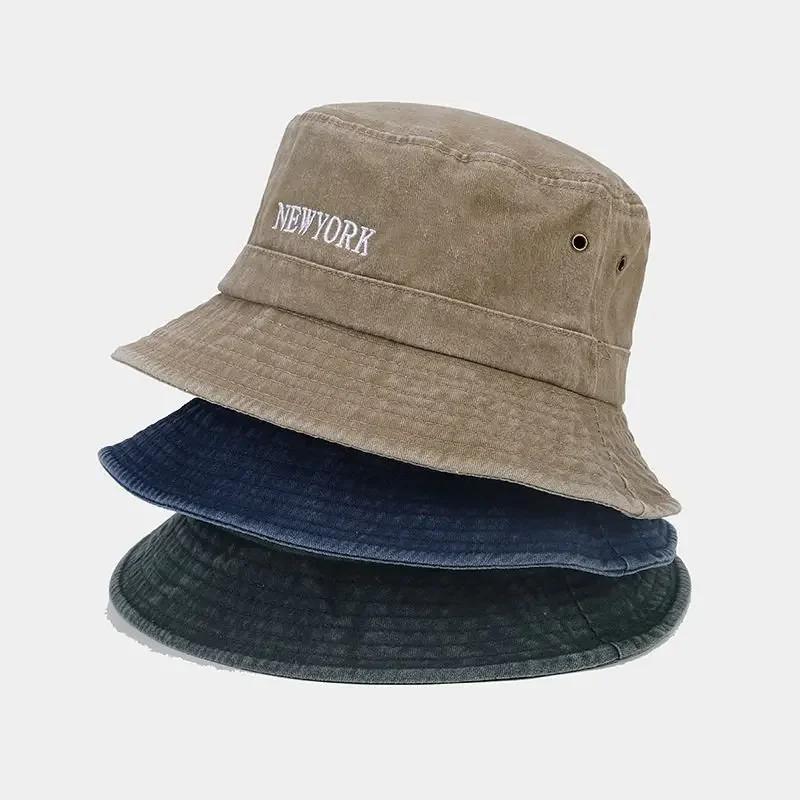 Spring and Summer Cotton Letter Bucket Hat Fisherman Hat Outdoor Travel Sun Cap for Men and Women 85