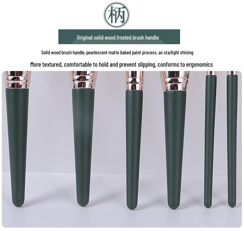 Green Cloud 14-Piece Beginner Makeup Brush Set - Ultra-Soft Bristles for Powder, Eyeshadow & More.