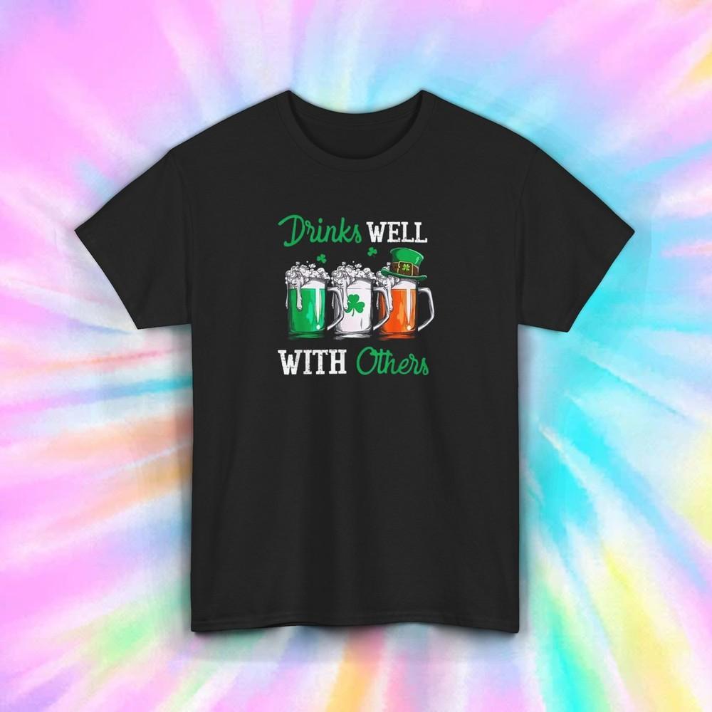 

Drinks Well With Others T-Shirt S-5XL Funny St. Patrick s Gift Beer Graphic Tee 2XL
