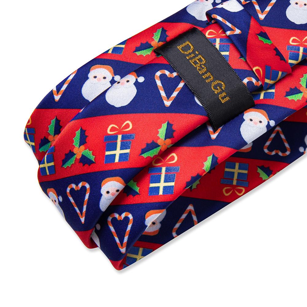 DiBanGu Christmas Ties for Men Holiday Silk Festival Tie and Pocket Square Cufflinks Set Mens Gift Party Xmas Necktie