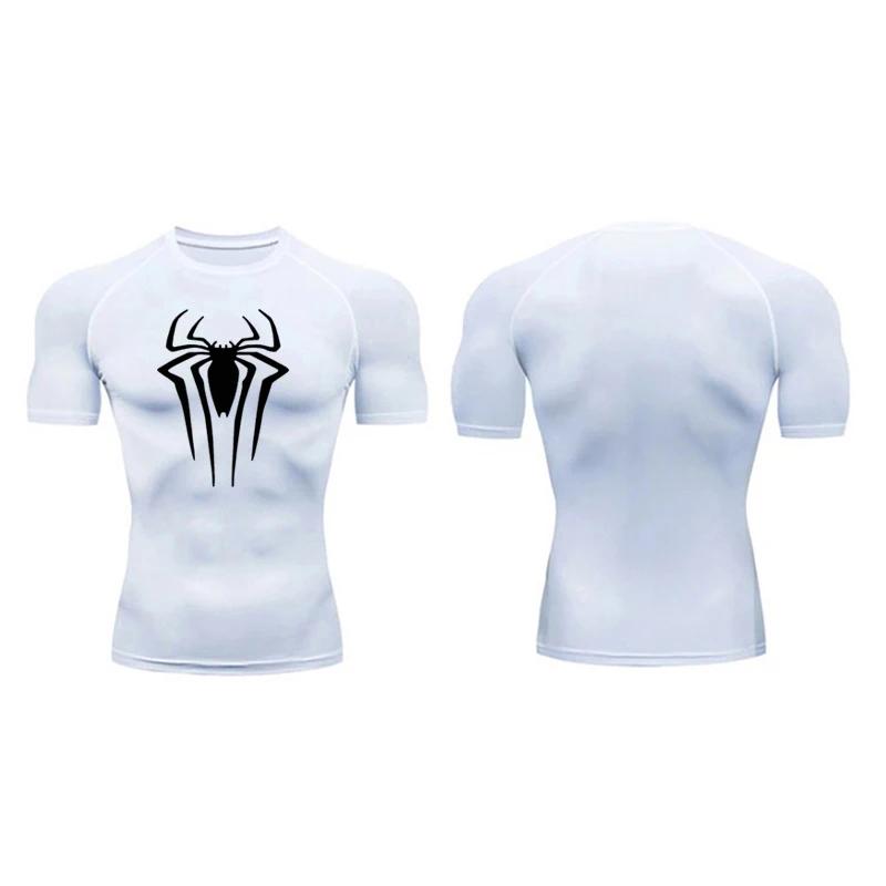 Muscleguys Black Spider Running T-Shirts Compression Shirt Men Fitness Gym Sport Rashgard Tops Tee Quick Dry Short Sleeve T-Shirt For Men