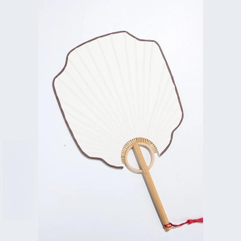 Hand Painted Chinese Style Round Fan Wooden Handle Rice Paper Unpainted DIY Fan Art Decoration Camphorwood Handcrafted Fan