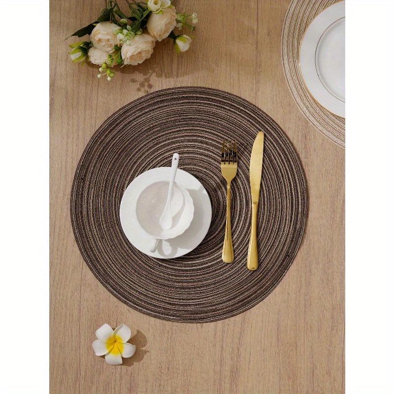 1pc Round Woven Placemat, Machine Washable, Anti-Slip Heat-Resistant Table Mat, Suitable For Home Dining, Festivals And Parties