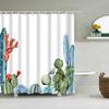 Watercolor Tropical Leaves Shower Curtain Waterproof Mildew Resistant Polyester Fabric With 12 Hooks Easy Installation For Bathr