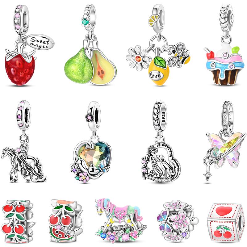 100% Copper Wedding Dress Flower Strawberry Snow Pear Watermelon Sweet 3Mm Charms Beads Pendants Diy Fine Jewelry