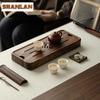 Zen Walnut Rectangular Tea Tray Kung Fu Tea Set Tray Tea Table Water Storage Drainage Type Small Imitation Solid Wood Tea Board