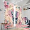 2pcs,2D plane printing Light Filtering Curtains Rosy Elephant Dream Versatile Polyester (without rod) Holiday Use for Various