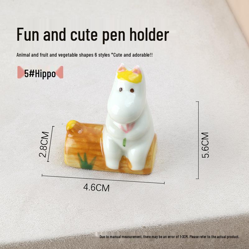 Cute Cartoon Nail Art Pen & Brush Holder - Hippo, Watermelon, Banana Design