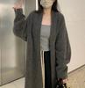 Autumn and winter medium and long sweater jacket loose lazy style design sense casual temperament niche knitted cardigan women