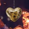 1pc Heart Shape Disco Ball Reflective Glass Foam Party Atmosphere Hanging Decorations Disco Ball With Chain Party Supplies