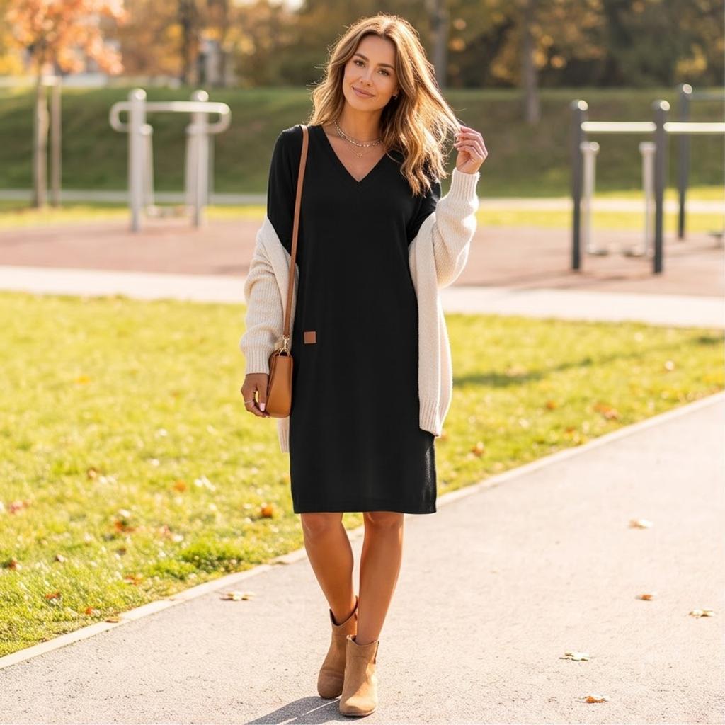 Women's Color V-Neck Bodycon Long Dress