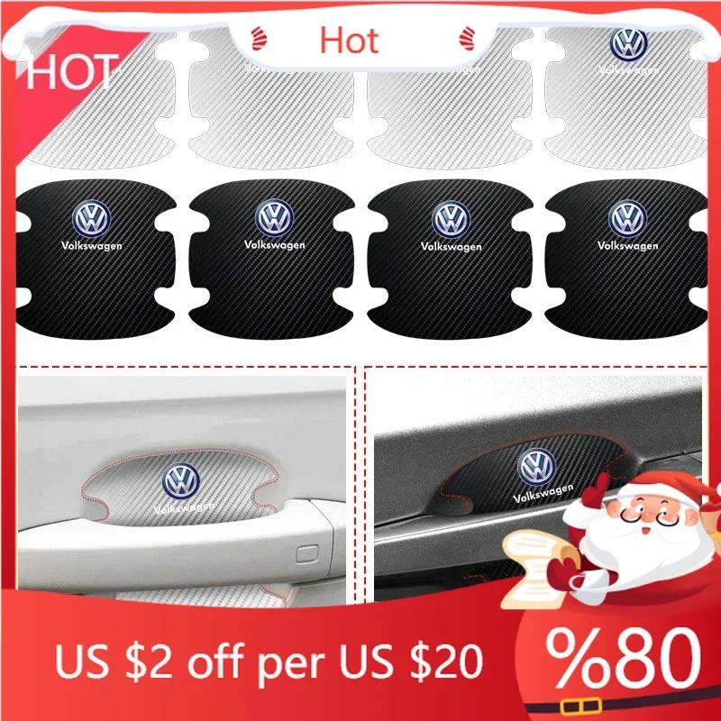 New New 4PCS Car Door Handle Protection Sticker Emblem Car Styling New Volkswagen Golf GTI Bora Passat Jetta Beetle Sciroc