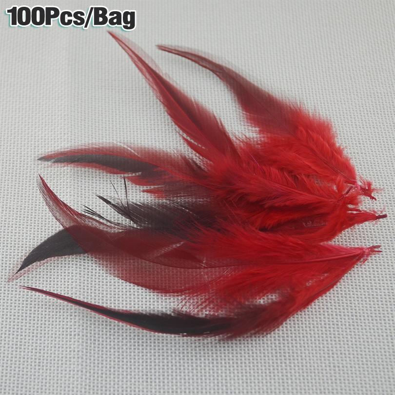 MNFT 100pcs Dyed Nature Pheasant Saddle Feather Hair Fly Tying Hackle Material Ginger Blue Cream White Rose Red Multiple Colors