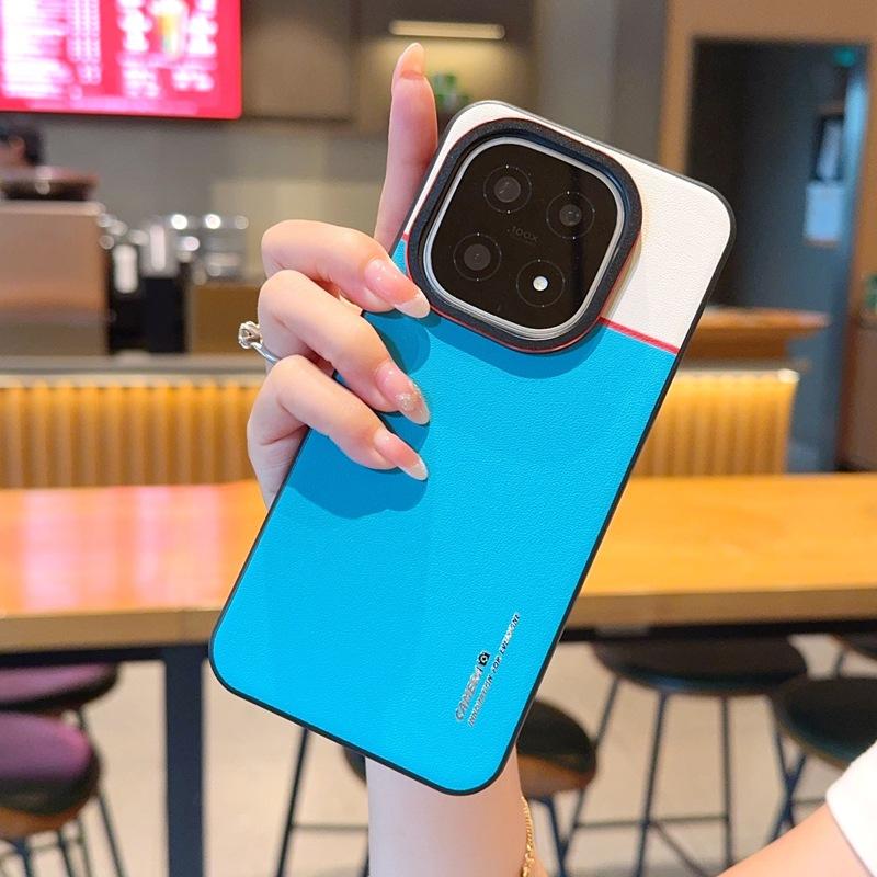 Applicable To iQOO15ultra Mobile Phone Case Fashionable Three-spell Two-color Lens Anti-drop Iqoo15 Plain Leather Protective Case 5g